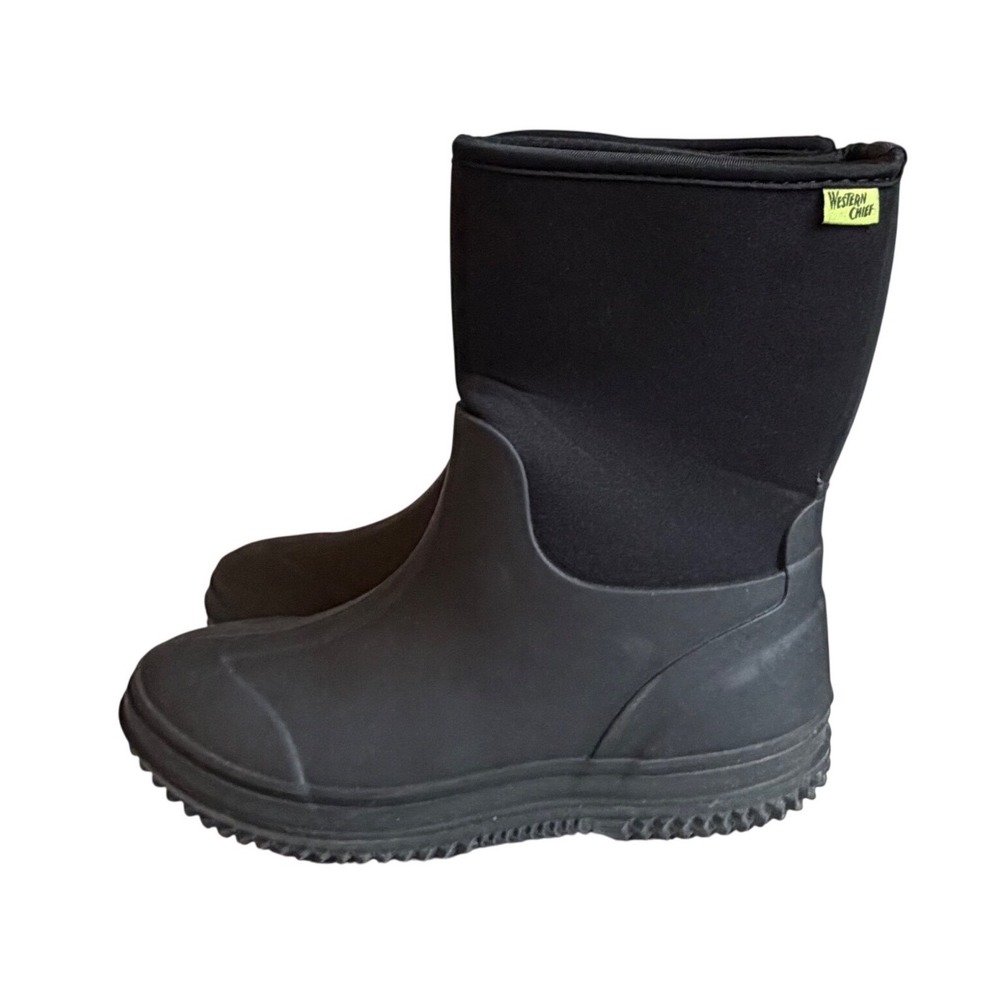 Western Chief Kids Freestyle Neoprene Black Waterproof Rain Boots Size 5B 37